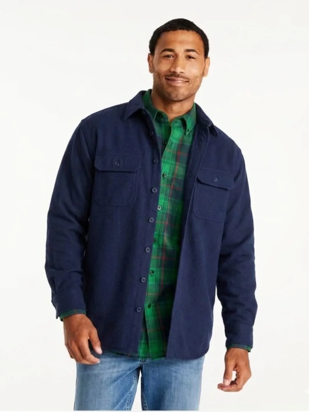 L.L. Bean Men's Chamois Navy Button-Front Shirt/Jacket. Size Med New With Tags